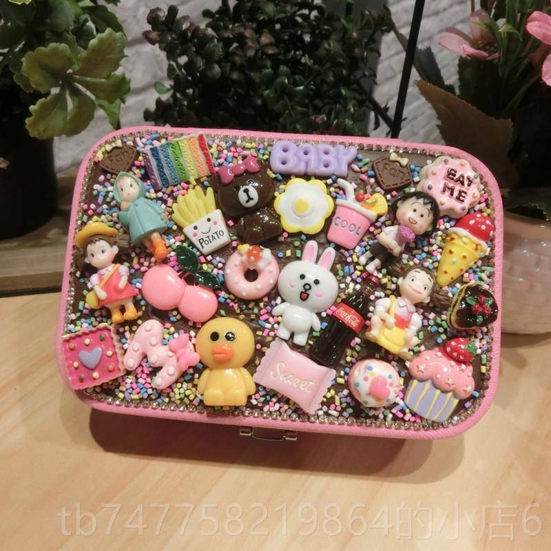 Authentic creative cartoon jewelry box wooden children's jewelry box latex DIY children's IY jewelry box oil earrings ring storage
