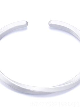 正品男纯莫银手子女999比乌斯古法白银手镯环情侣开口刻字情人节