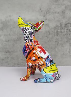 创意家玄居彩狗摆EZC件吉娃娃树艺脂工品关酒柜桌炫面装饰品