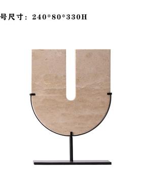 代别意新中式黄洞石大理石1051铁艺摆件样板现房玄关售楼处墅装饰