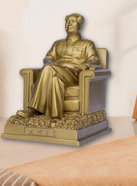 主席黄铜像JKY伟人毛家居公室公摆件坐像稻穗雕办塑办室客厅伟人