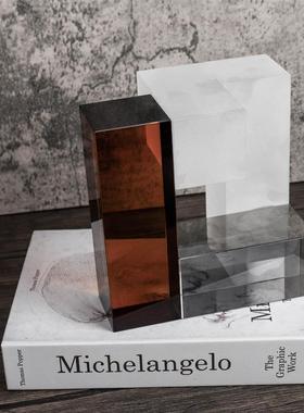 简约现处代售三色立体几何水晶创意件样板间书GIN房客厅楼装摆饰