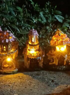 AF7697J5H花5L太阳能灯花子房城堡摆件花园艺别墅庭院台植物景观