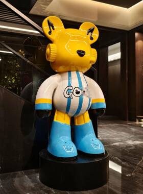 创意彩发绘NKI太空熊厅落地摆件客电柜沙旁直视播间家居装饰品存