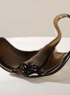 魔鬼鱼琉璃艺术动物摆件简约客厅儿童房玄关样板房装饰品乔迁送人