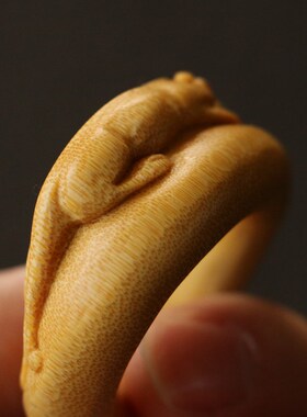 精品纯手工雕刻貔貅老玉竹文玩指环竹挂件配饰竹环竹圈手把件圆环