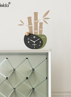 Mandelda节节高升竹子好寓意摆件客厅入户玄关时钟摆放式装饰品