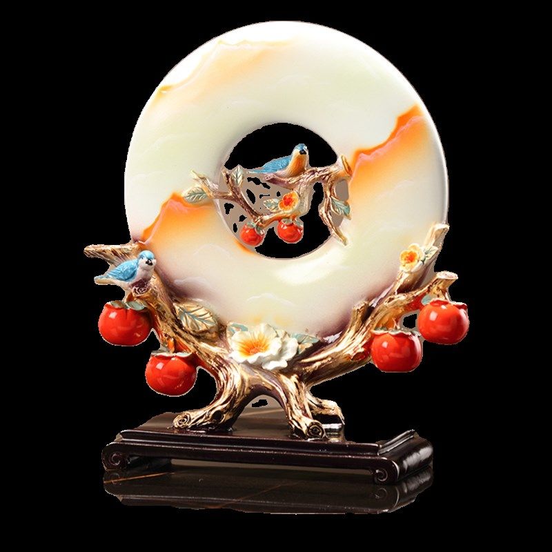 事事如意柿子平安扣摆件高档客厅玄关电视柜新房装饰品树脂工艺品,淘宝优惠券,粉丝福利购,淘宝优惠卷