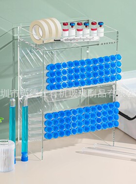 亚克力试管架带4个隔间和2个拉出托盘大型试管支架实验室整理架