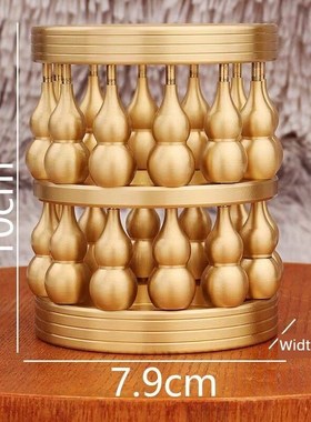 黄铜葫芦笔筒摆件可转动笔筒创意书房家居客厅装饰品开业乔迁礼品