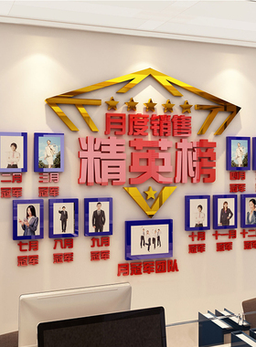 办公室装饰企业文化照片墙贴销售业绩荣誉榜中介优秀员工风采展示