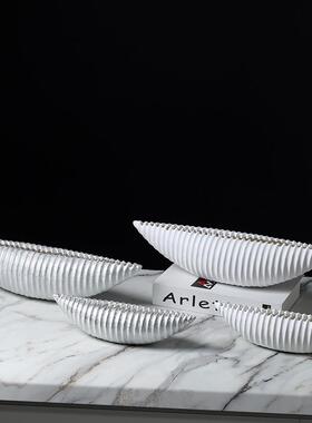 船形贝壳卷荷花瓶花器摆件诧寂风做旧复古电视柜酒柜玄关书柜饰品