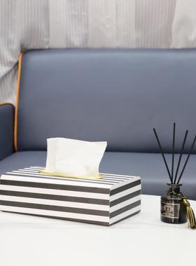 欧式创意黑白纹收纳纸巾0139盒摆件卧室厅公室茶条几家居软装办客