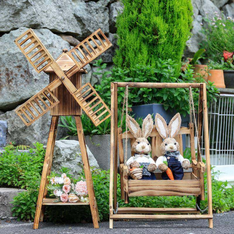 实木花架户外庭院摆件创意幼儿园植物角民宿阳台花桶场景布置摆设,淘宝优惠券,粉丝福利购,淘宝优惠卷