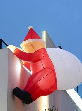 圣诞节装饰品户外充气爬场墙圣老诞人耶诞门头F97THHS8布氛围挂饰