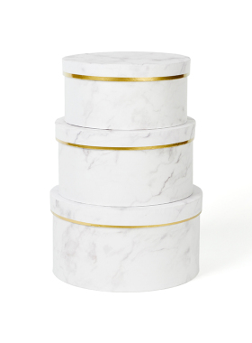 样板房卧室衣帽间书房烫金大理石圆礼盒手提式圆形花桶纸盒装饰品