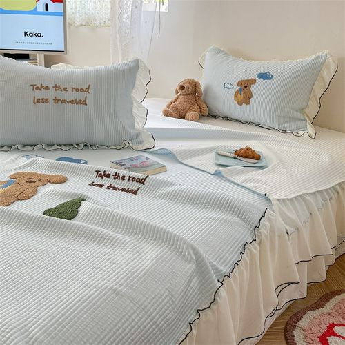 冰丝凉席2025新款床裙三件套床垫床盖可机洗夏天超凉感儿童软席子 - 图3