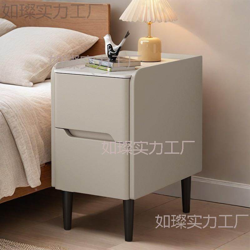 实木迷你床头柜现代能简约25VDIcm储物柜边小型智柜超轻奢岩板窄,淘宝优惠券,粉丝福利购,淘宝优惠卷