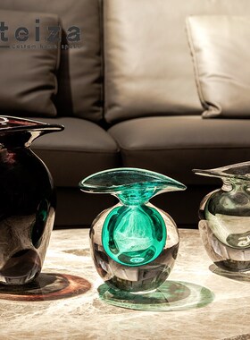 Oteiza简约现代玻璃花器摆件样板间酒店家庭花店客厅展厅软装饰品