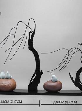 新中式样现代铁艺陶瓷创JOS意小饰鸟摆件板视房间客厅电柜玄关软