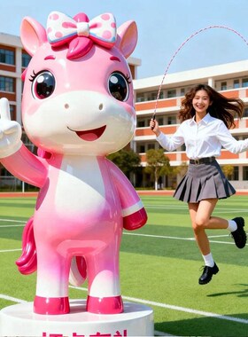 2026马年吉祥物卡通马摆件商场广场公园打卡雕塑新年美陈马雕塑