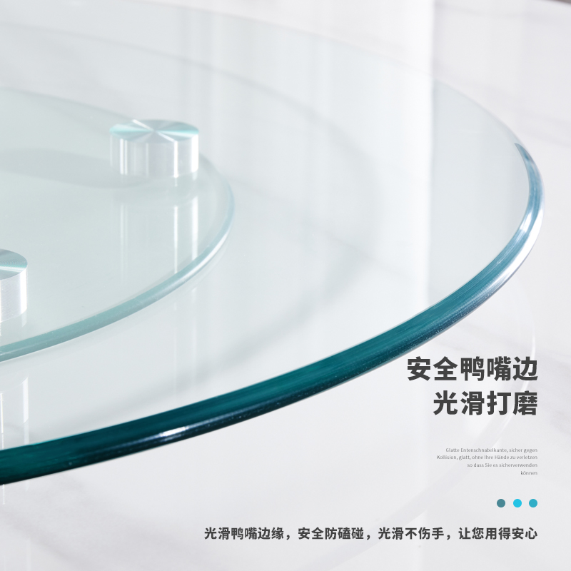 餐桌转盘家用钢化玻璃酒店旋转饭桌圆形台面实木加厚圆桌玻璃底座 - 图1