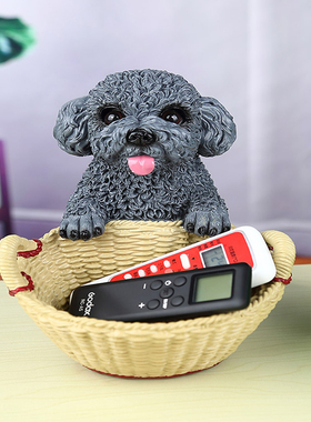 新款泰迪狗桌面摆设可爱招财狗客厅茶几鞋柜钥匙收纳玄关装饰摆件