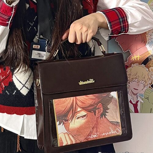 小食量透明谷子痛包制服包日系女可爱甜系PU单肩斜挎双肩包美拉德 - 图0