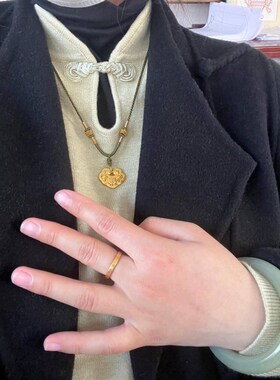 民族风百搭小金锁手工编绳项链精致简约小众设计编织锁骨链颈链