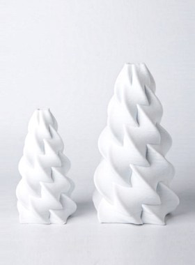 现代简约欧式白色陶瓷不规则花器样板间售楼处餐厅玄关饰品摆放