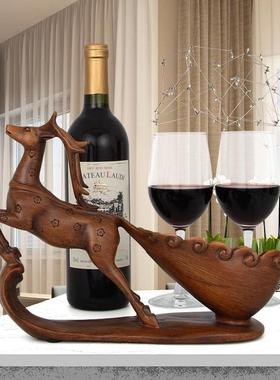 代红酒架摆件aKDBYM7i酒柜装摆饰品现客厅电梅视柜设花鹿