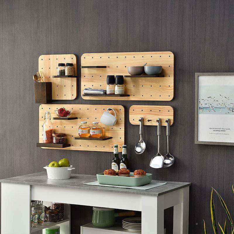 洞洞板木墙上置物墙架木质展示墙壁挂实墙书架挂板面架ISX隔板收,淘宝优惠券,粉丝福利购,淘宝优惠卷