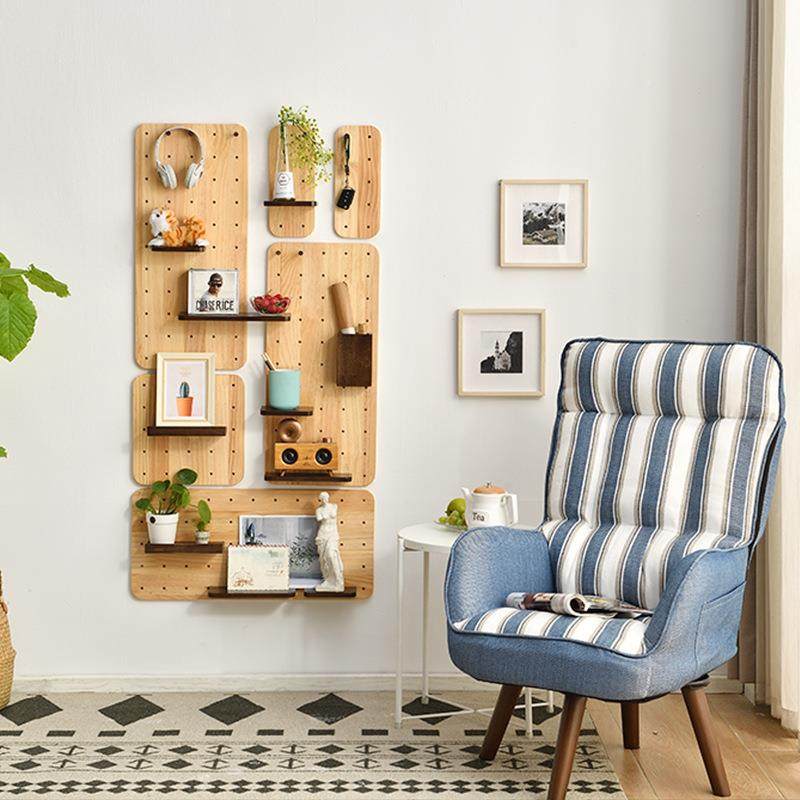 洞洞板木墙上置物墙架木质展示墙壁挂实墙书架挂板面架ISX隔板收,淘宝优惠券,粉丝福利购,淘宝优惠卷