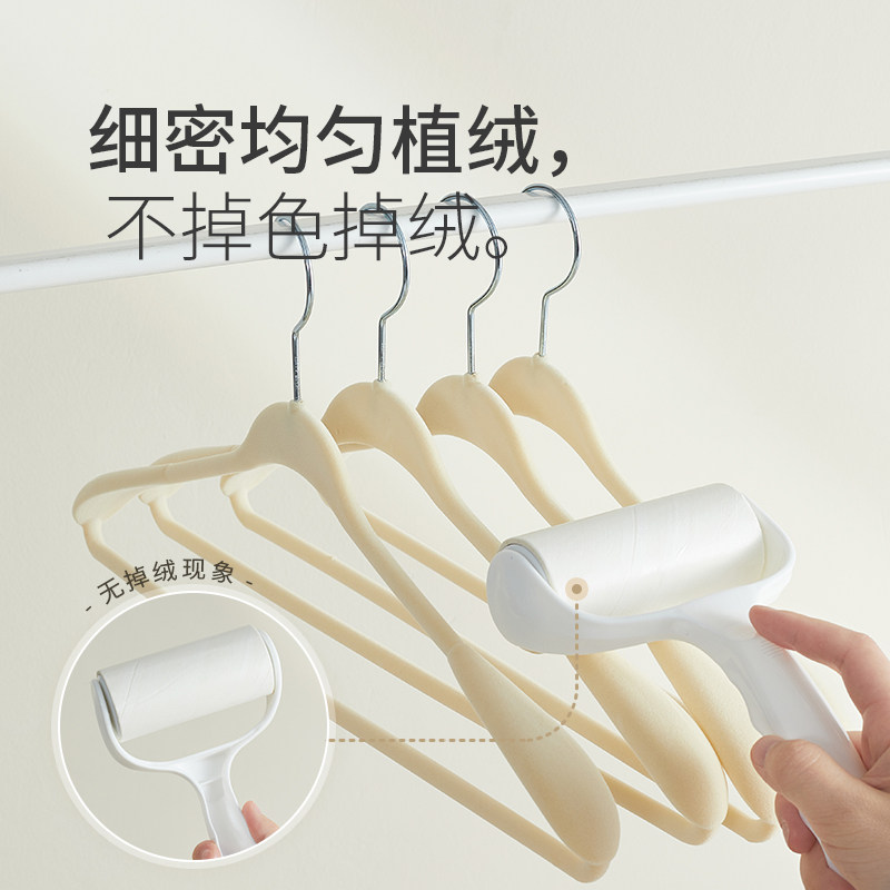 宽肩植绒衣架多功能防滑无痕加宽晾衣架家用衣柜挂衣衣橱大衣衣架 - 图2