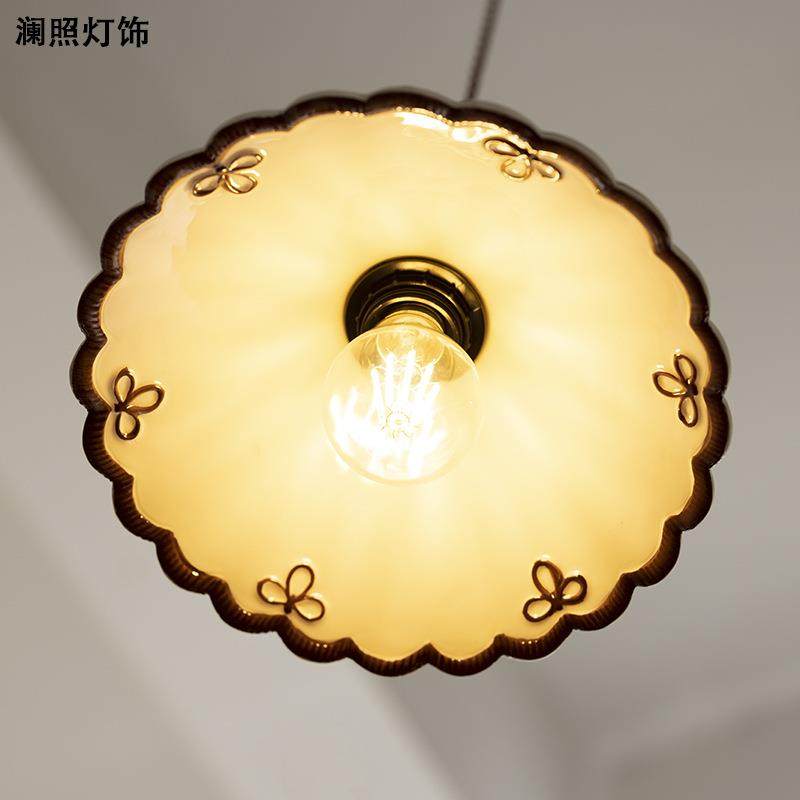 法式中古风手绘陶瓷吊灯餐厅床头玄关吧台过道日式复古奶油风灯具,淘宝优惠券,粉丝福利购,淘宝优惠卷