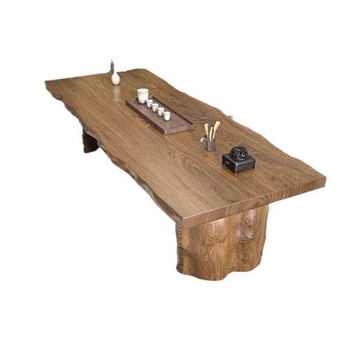 新中式茶椅组实木大板茶DTY酒桌办公合室大板桌茶台家用店原木泡 - 图3