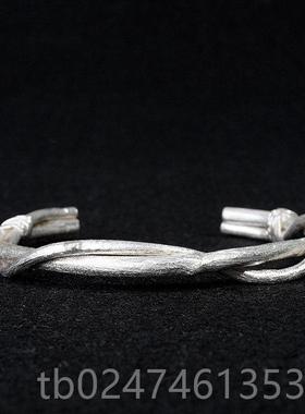 正品VIXTOR银正品99纯0足手镯 原创设计师款手工制作藤条镯子 M现