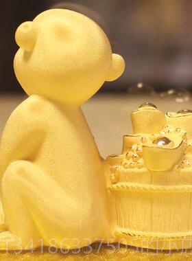 正品生肖沙金如意摆件猴年贺岁工绒艺品家聚宝盆居装饰品猴办公室