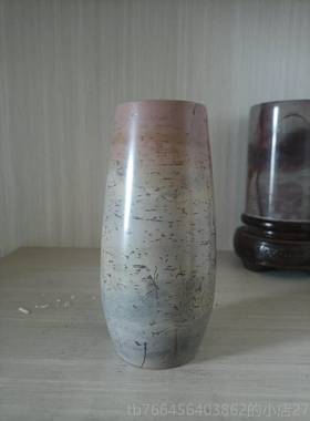 新款国画草瓶花天然石花笔架方柱实木底座中装饰办公室屋入口镇石