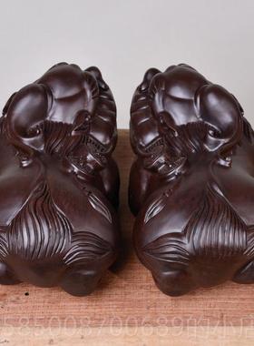 高档木雕貔貅摆一对大号中式家居室办公客摆设实木厅饰品红木件工