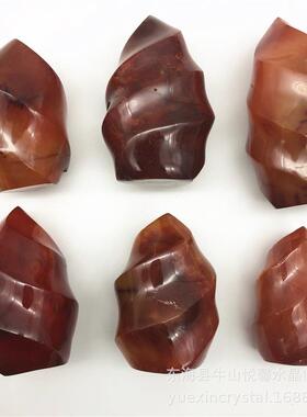 天然红玛瑙火焰水晶原石红玉髓玛瑙火炬随形节节高工艺品摆件