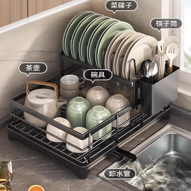 德国碗架不锈钢厨房置物架自排水碗筷餐具篮家用碗碟沥水架收纳架 - 图0