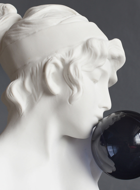 轻奢吹泡泡女孩摆件北欧创意人物雕塑样板间客厅橱窗艺术软装饰品