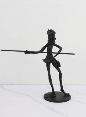 新中式黑色铸0716铁人板房办公卧室书房桌面样玄关软装饰品物人摆