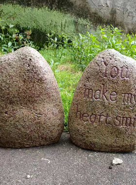 美式复古做旧花园户外粗陶仿石头家居庭院阳台摆设园艺杂货摆件