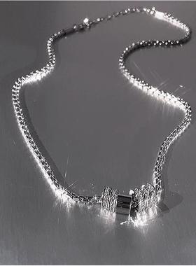 钛钢项链中性冷淡风闪锆圆环合金吊坠男女同款项链轻奢潮牌设计