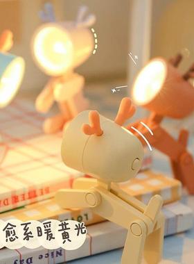 日本进口可爱迷你台灯ins桌面摆件学生宿舍卧室床头睡眠小狗夜灯