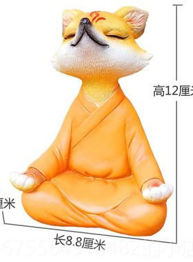 正品白色九景尾狐狸小摆多肉植物解花盆件造治愈系压情绪汽车载装