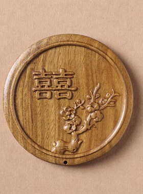 绿檀木质古典小镜子荷叶雕刻复古木质流苏古风妆容镜便携迷你木镜
