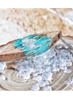 蓝色简约树脂夜光吊坠发光项链个性纯手工情侣男女生日礼物